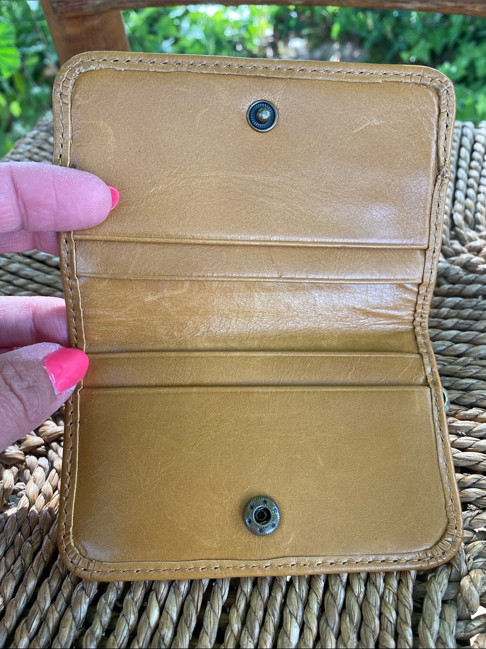 Tan Leather Card Holder with Small Logo Accent - HOBO - Picture 3 of 6